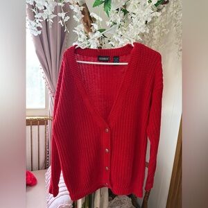 Mixed Blues Vintage Women's Red Knit Cardigan ❤️